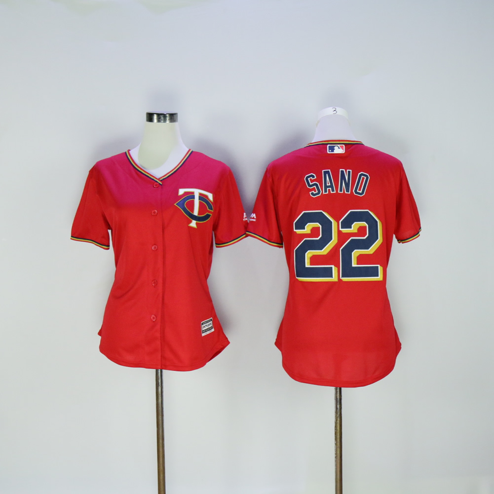 Women Minnesota Twins #22 Sano Red MLB Jerseys->women mlb jersey->Women Jersey